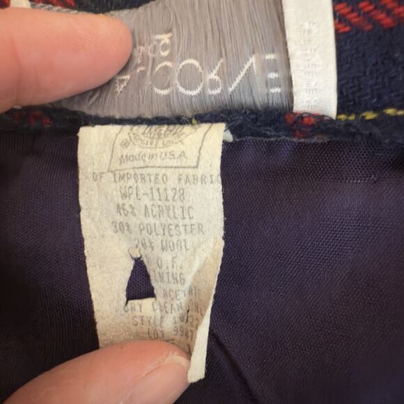 Vintage Casual Corner Womens Skirt 10 Black Red Plaid Wool Blend Academia Y2K 90 - Picture 8 of 9